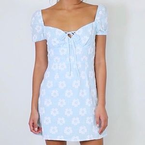Baby blue w/ white flowers princess polly dress
